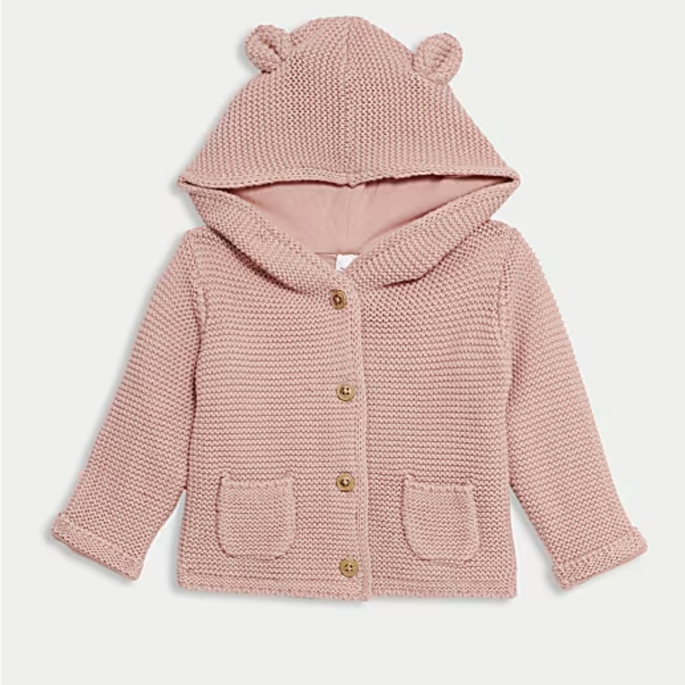 Baby Gap Girls Sweater Pink Hooded Cardigan Size 3-6 months